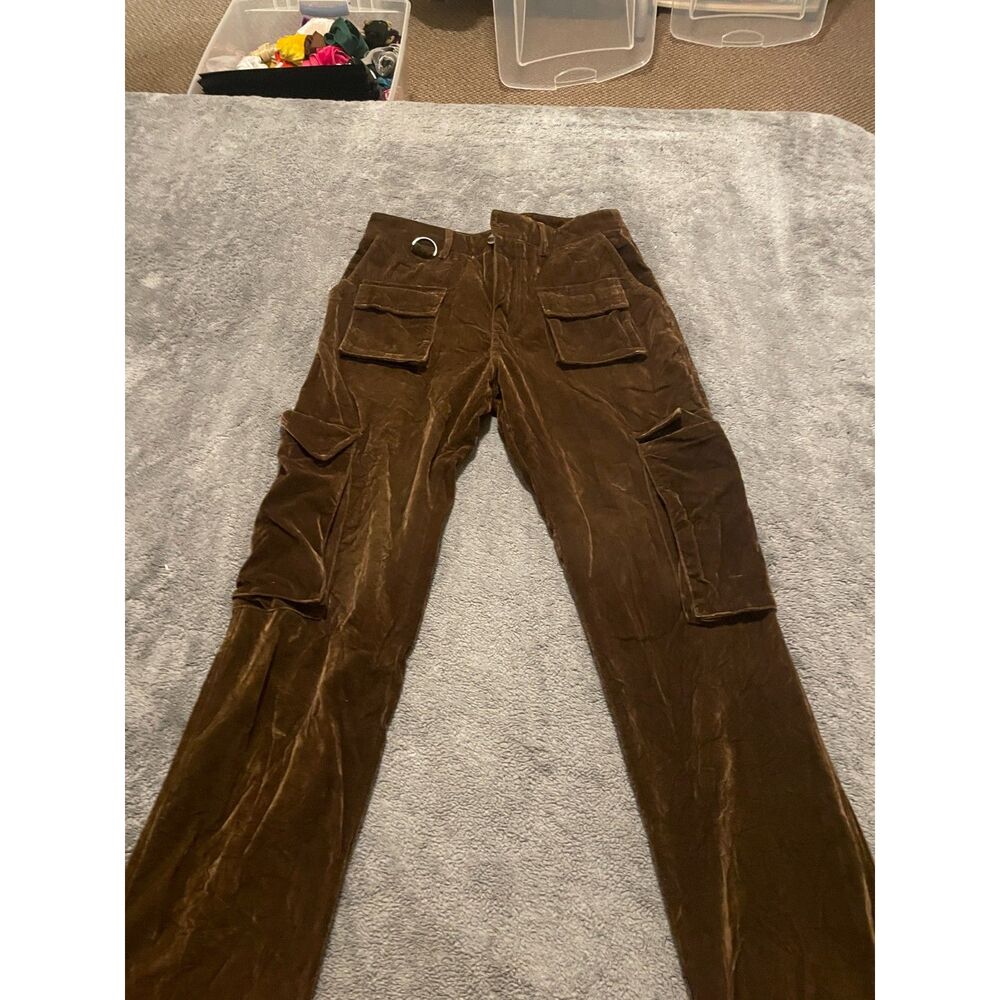 🤎 Forever 21 Brown Velvet Cargo Jeans
